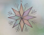 Stained Glass Snowflake Ornament – Handmade Iridescent Holiday Suncatcher