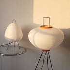 Japanese Wabi-Sabi Style Rice Paper Round Floor Lantern Lamp