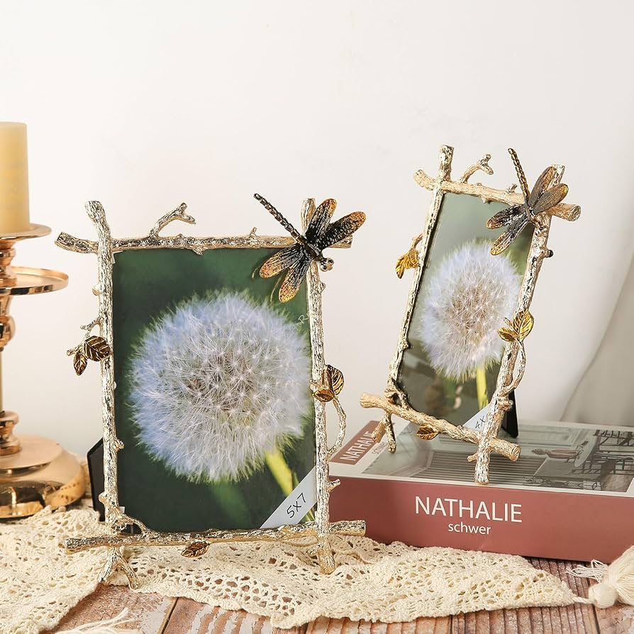 Vintage Dragonfly Enamel Picture Frame – 4x6 5x7