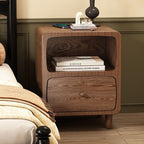 Standing Bedside Table – Nightstand with Drawer and Open Shelf