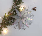 Stained Glass Snowflake Ornament – Handmade Iridescent Holiday Suncatcher