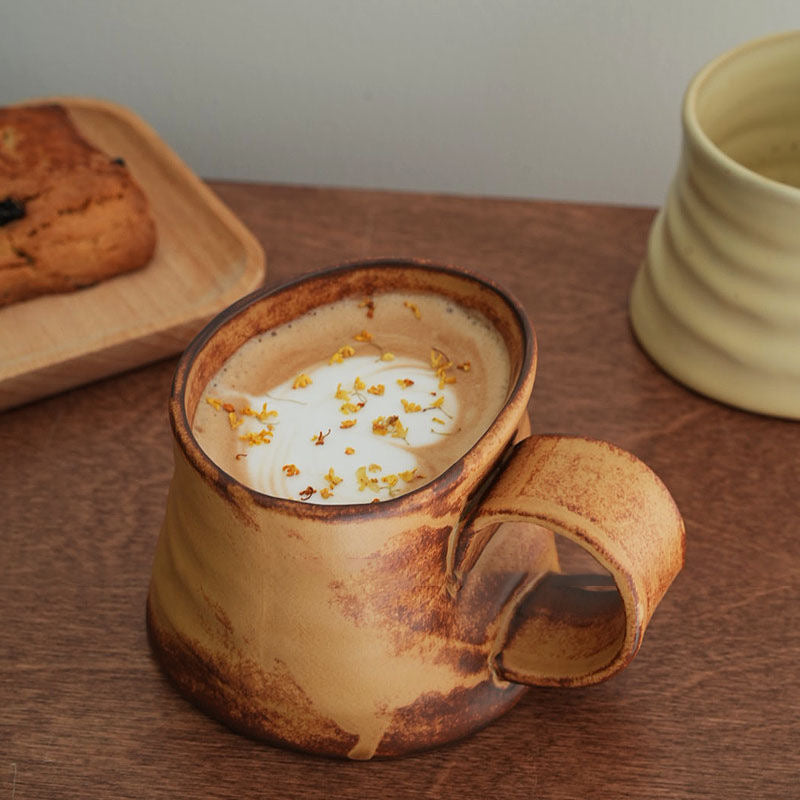 Rustic Handmade Ceramic Mug – Artisan Coffee Cup with Unique Handle Design