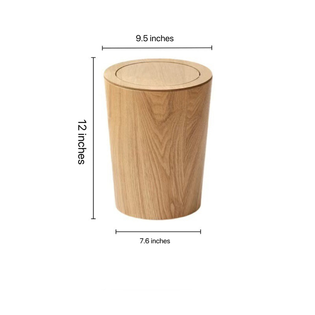 Wooden-Style Trash Bin with Optional Rotating Lid – Modern & Functional Design