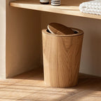 Wooden-Style Trash Bin with Optional Rotating Lid – Modern & Functional Design