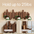 Modern Wooden Wall Hook Rack – Space-Saving Folding Coat Rack with Hidden Hooks – Stylish Walnut Wood Floating Wall Organizer