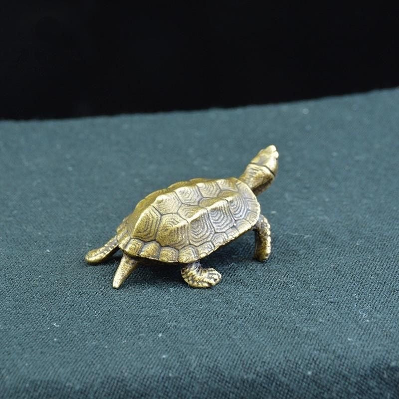 Mini Brass Turtle Figurine – Symbol of Longevity & Good Fortune