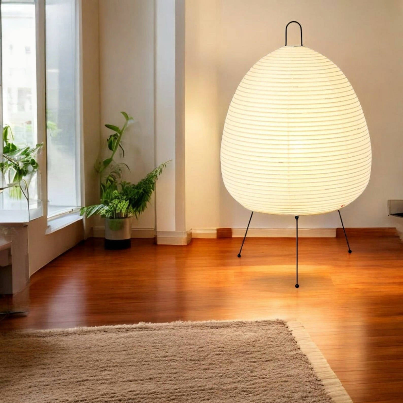 Japanese-Style Rice Paper Lantern Lamp – Handcrafted Bamboo Lighting