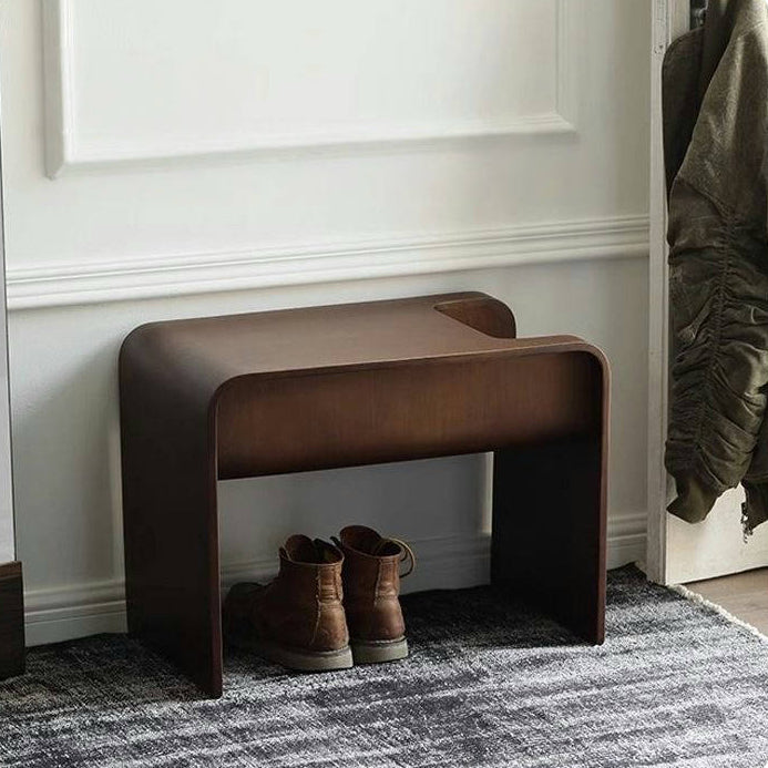 C-Shaped Convertible Wood Side Table With Storage