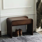 C-Shaped Convertible Wood Side Table With Storage