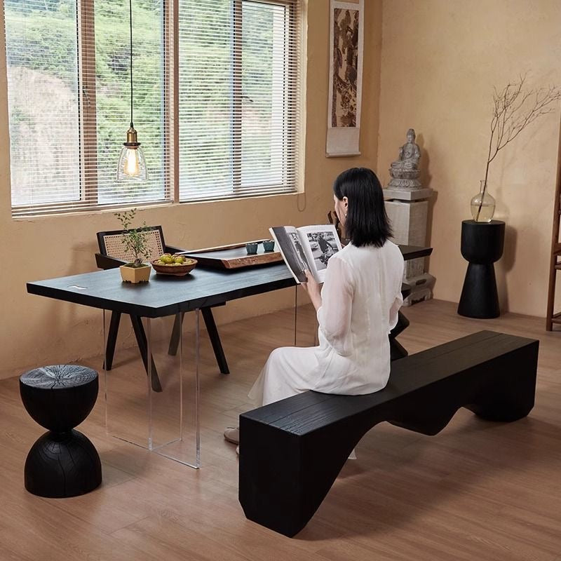 Sculptural Charred Wood Coffee Tables & Stools – Sustainable Café Decor