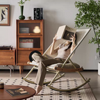 Modern Minimalist Rocking Lounge Chair – Foldable & Cushioned Relaxation Armchair for Living Room or Reading Nook