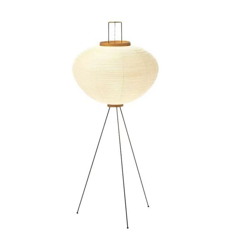 Japanese Wabi-Sabi Style Rice Paper Round Floor Lantern Lamp