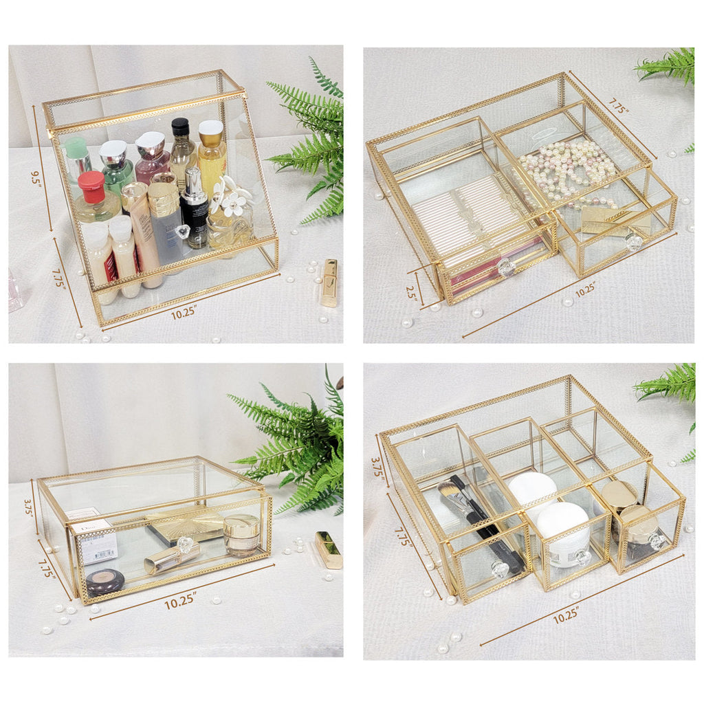 Elegant Glass Vanity  Organizer – Multi-Purpose Glass Storage Tower 7 Drawers