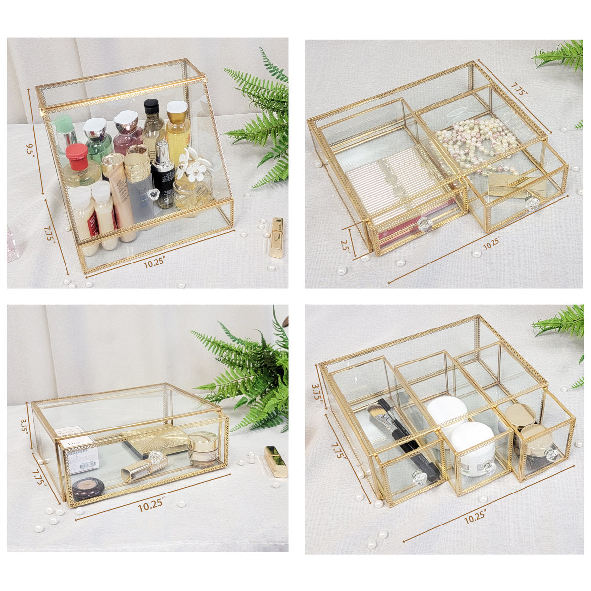 Elegant Glass Vanity  Organizer – Multi-Purpose Glass Storage Tower 7 Drawers