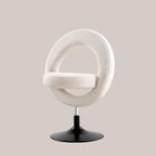Modern Boucle Swivel Vanity Chair – Donut Accent Chair with 360° Rotation