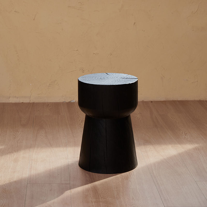 Sculptural Charred Wood Coffee Tables & Stools – Sustainable Café Decor