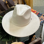Suede Ivory Wide Brim Fedora Hat