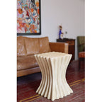 Sculptural Pedestal Side Table – Wavy Accent Table Stool for Modern Interiors