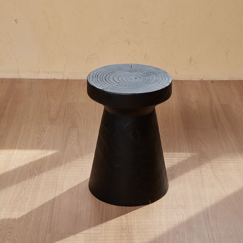 Sculptural Charred Wood Coffee Tables & Stools – Sustainable Café Decor