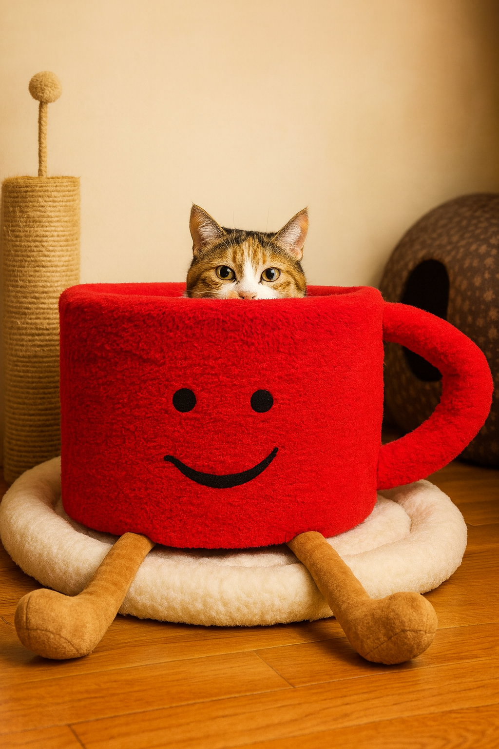 Cozy Cat Cup Bed – Cute Coffee Mug Cat House with Plush Comfort