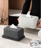 Modern Lava Stone Tissue Box Cover - Unique Volcanic Rock Design for Stylish Home Decor