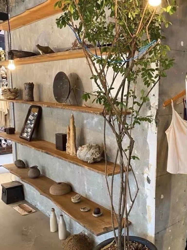 Live Edge Floating Wood Shelf – Rustic Natural Solid Wood Wall Shelf