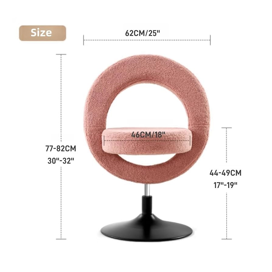 Modern Boucle Swivel Vanity Chair – Donut Accent Chair with 360° Rotation