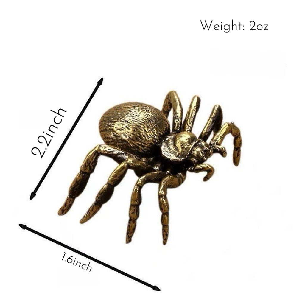 Mini Brass Spider Figurine – Collectible Desk Accent & Paperweight