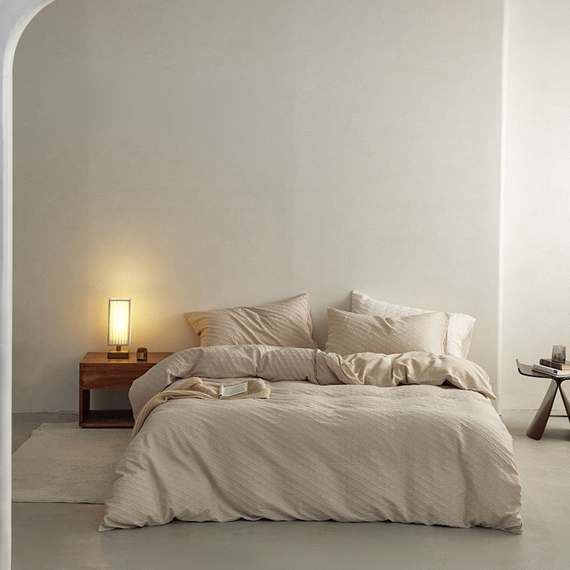 Soft Washed Cotton 4-Piece Bedding Set – Minimalist Solid Color