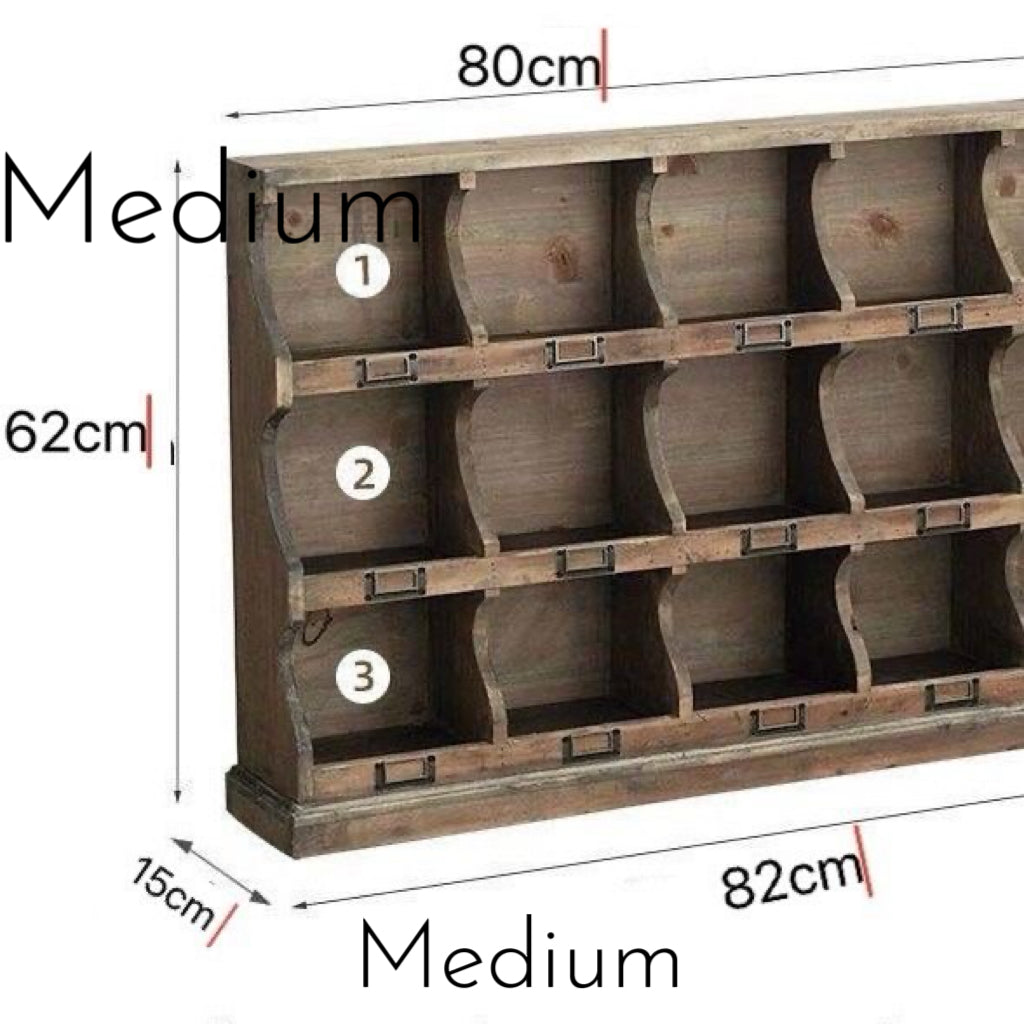 Vintage Wooden Wall Cubby Shelf Organizer – Rustic Display & Storage