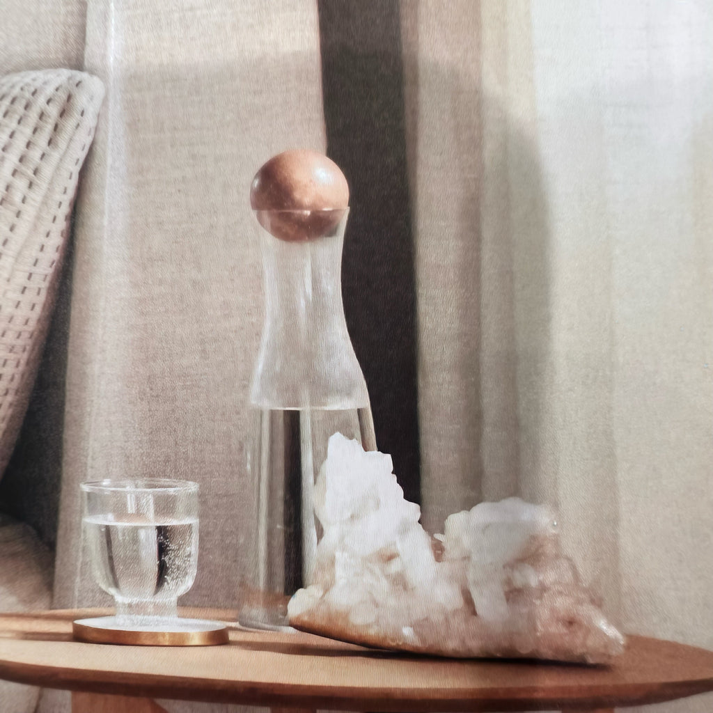 Modern Glass Carafe with Wooden Spherical Ball Cork - Plastic Free Water Carafe