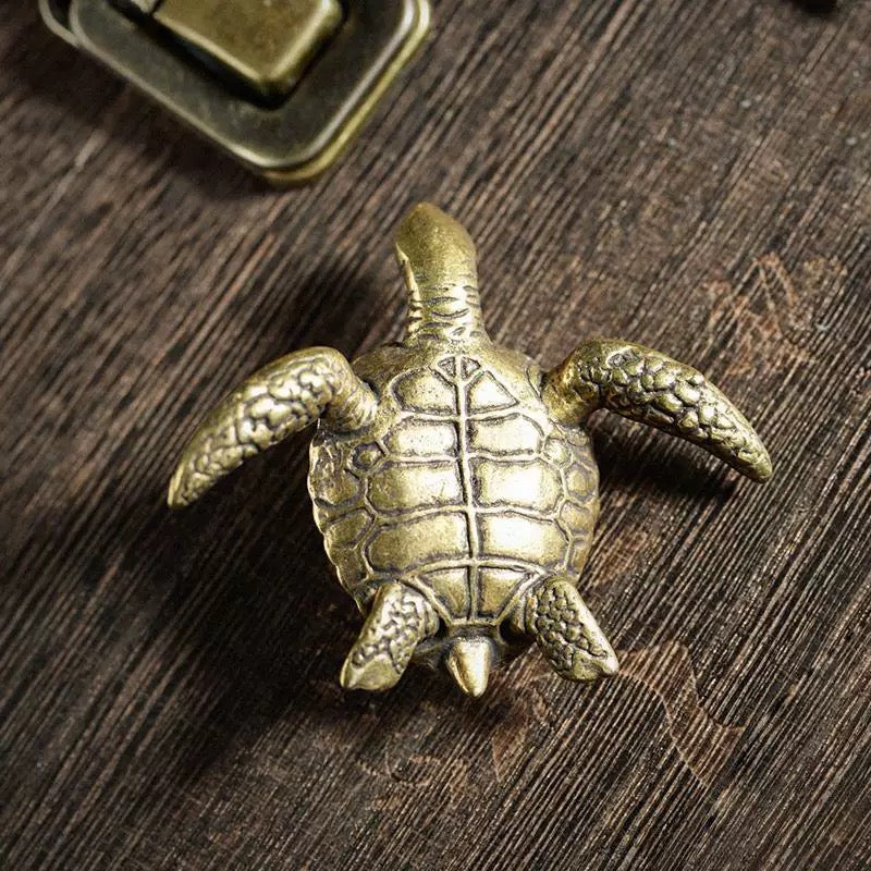 Mini Brass Sea Turtle Figurine – Symbol of Wisdom & Longevity