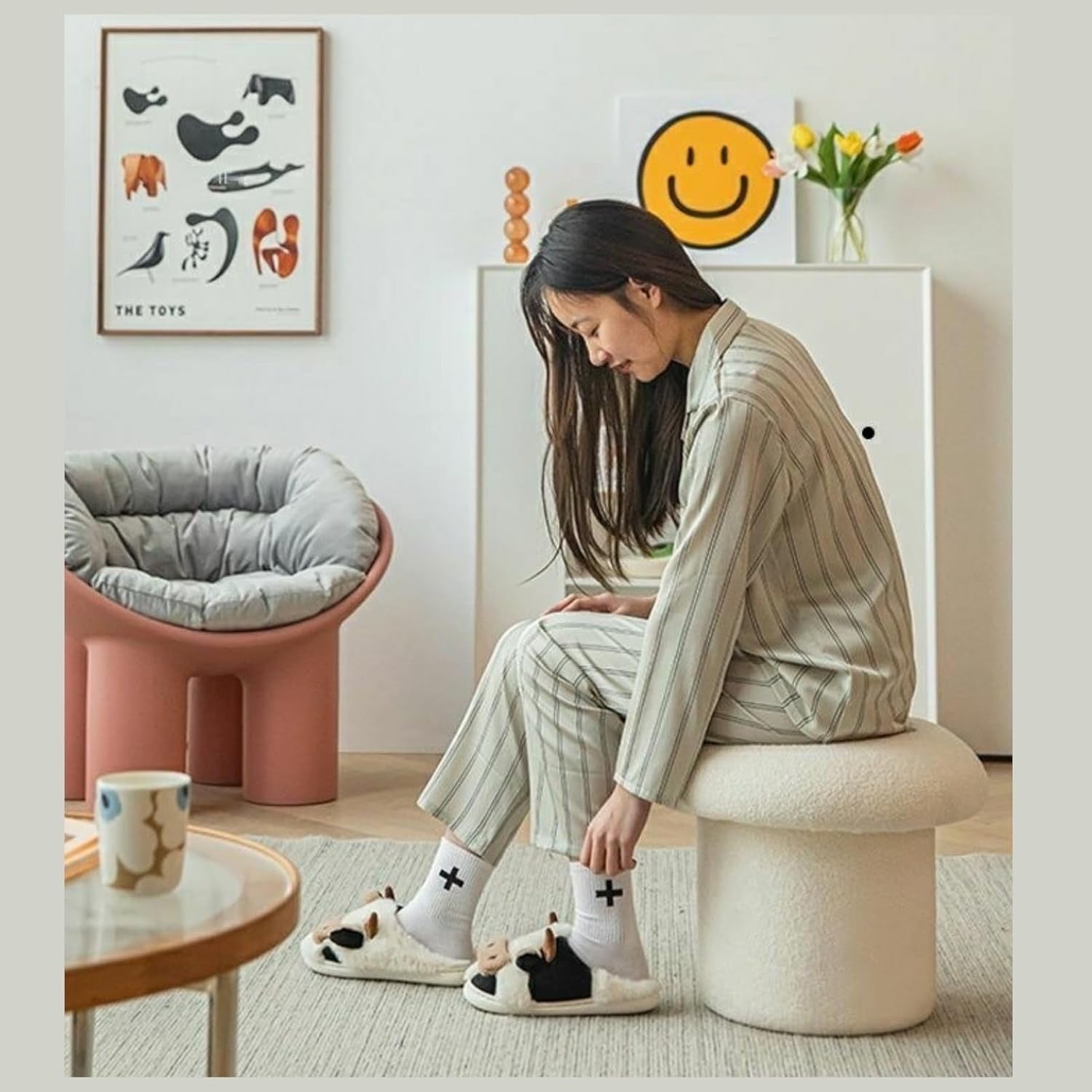 Mushroom Ottoman Stool – Cozy Minimalist Footrest