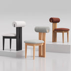 Modern Curved Back Plush Upholstery with Wood Base Chair