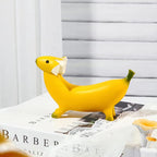 Banana Dog Resin Statue – Whimsical Dachshund Fruit Sculpture for Home, Garden, or Office Decor