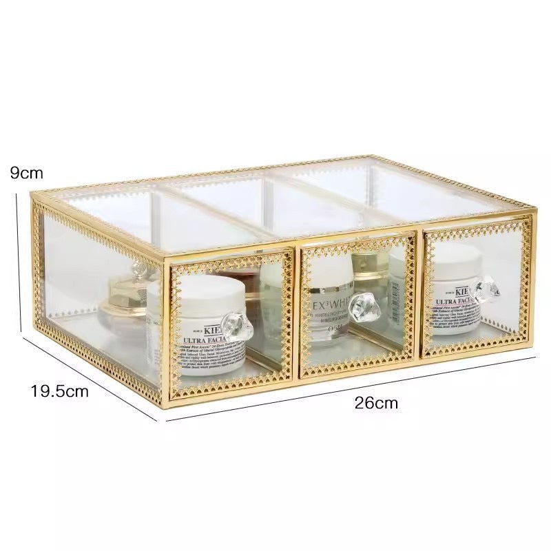 Elegant Glass Vanity  Organizer – Multi-Purpose Glass Storage Tower 7 Drawers