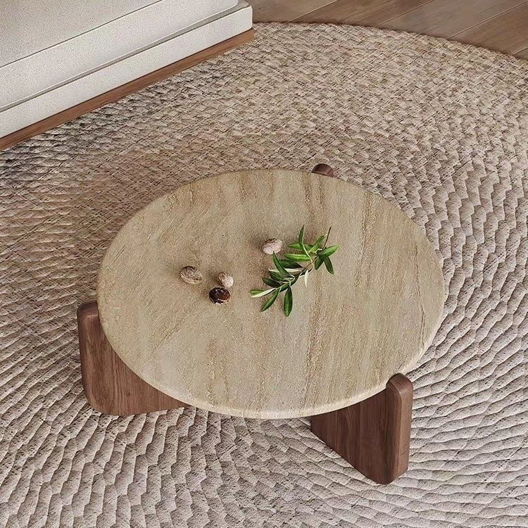 Solid Wood & Natural Stone Coffee Table
