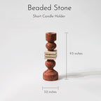 Modern Sculptural Bead Stone Candle Holder | Set of 2 Natural Stone Taper Holders
