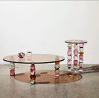 Crystal & Amber Glass Luxury Accent Table