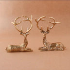 Miniature Brass Stag Figurine – Elegant Resting Deer Statue for Home & Holiday Decor
