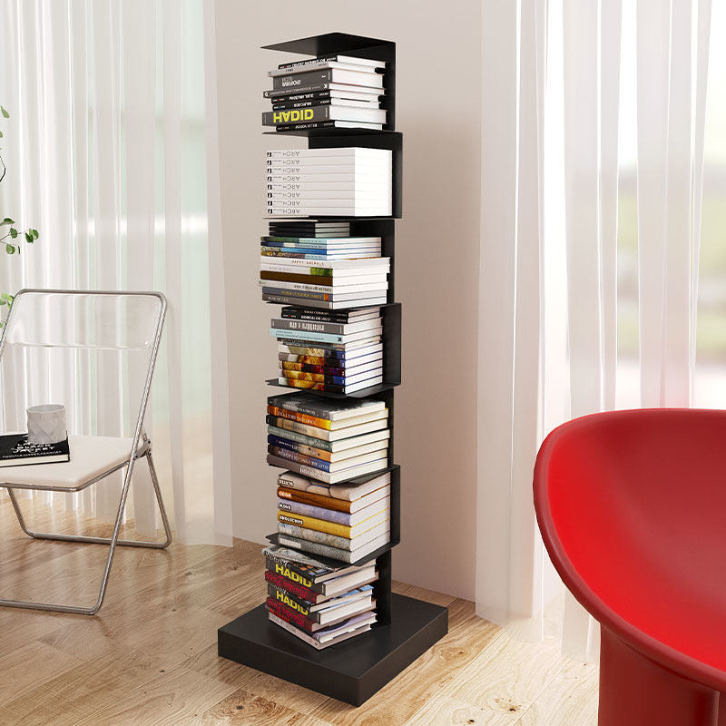 Modern Floating Metal Bookshelf - 5, 6, 8, and 9 Tier Vertical Storage | Space-Saving Metal Bookcase for Home & Office