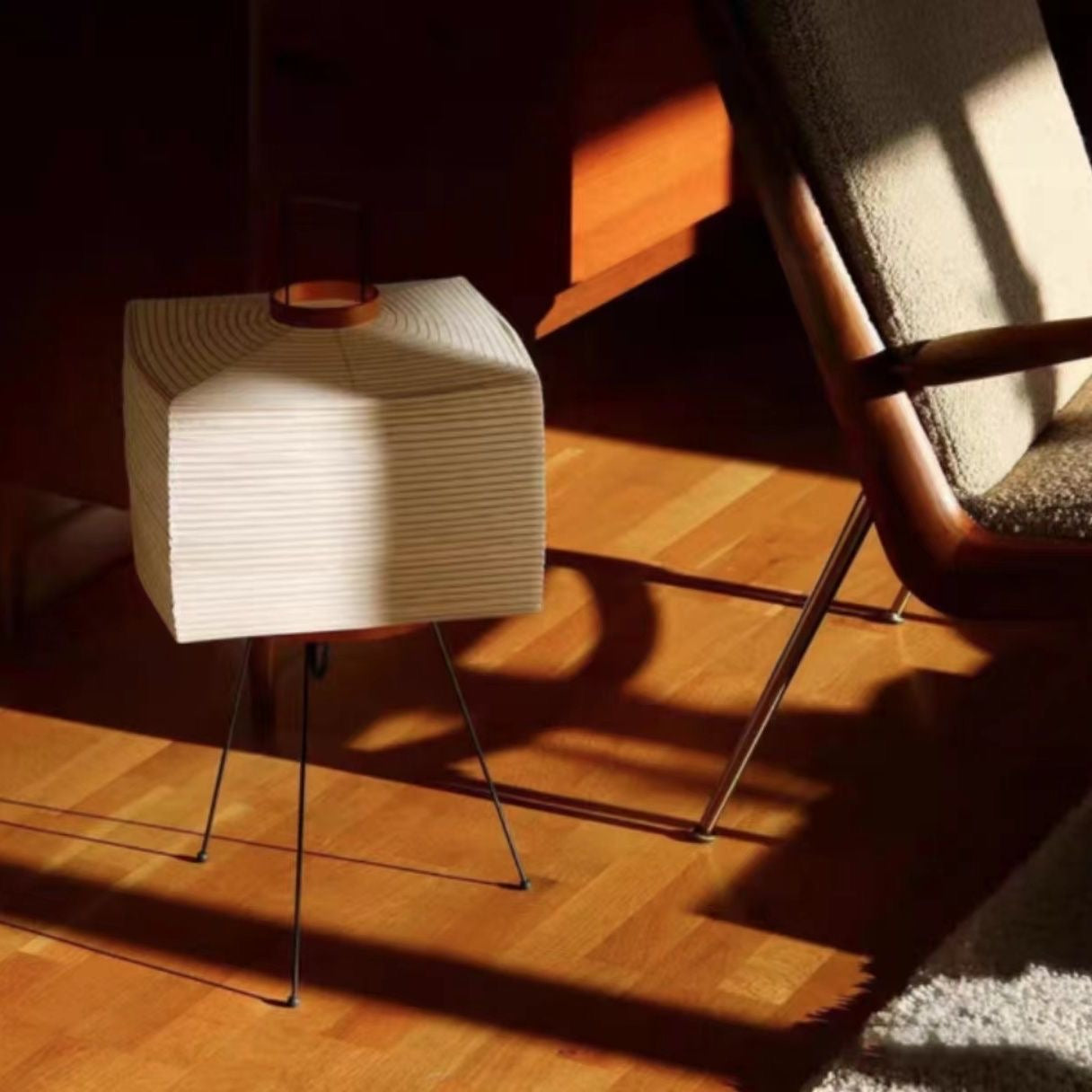 Japanese Wabi-Sabi Style Rice Paper Floor Lantern Lamp