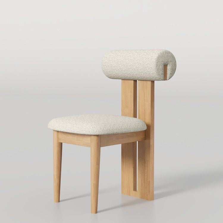 Modern Curved Back Plush Upholstery with Wood Base Chair