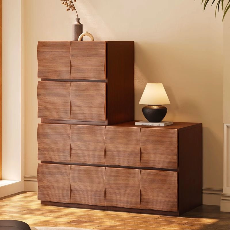 Modern Textured Wood Storage Cabinet