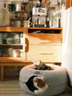 Convertible Felt Cat Cave Bed with Zipper – Modern 2-in-1 Donut Pet Hideout