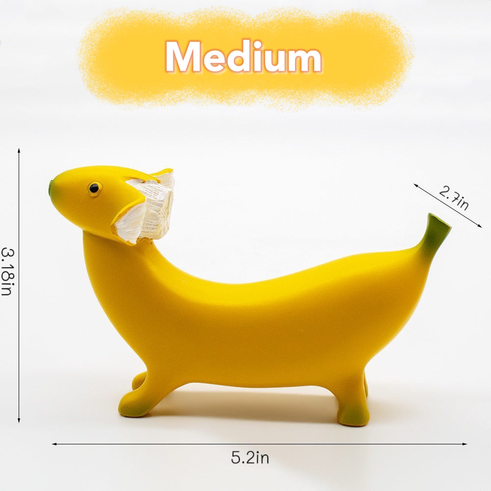 Banana Dog Resin Statue – Whimsical Dachshund Fruit Sculpture for Home, Garden, or Office Decor