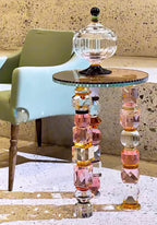 Crystal & Amber Glass Luxury Accent Table