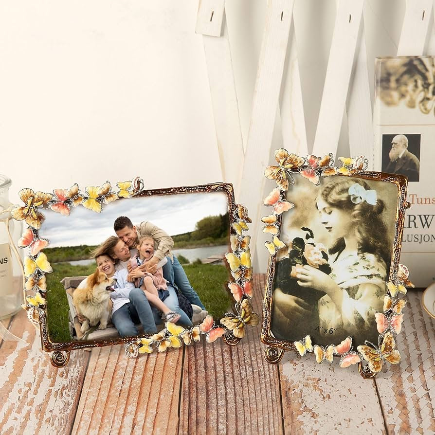 Vintage Butterfly Enamel Picture Frame – 4x6 5x7