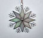 Stained Glass Snowflake Ornament – Handmade Iridescent Holiday Suncatcher