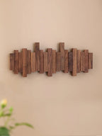 Modern Wooden Wall Hook Rack – Space-Saving Folding Coat Rack with Hidden Hooks – Stylish Walnut Wood Floating Wall Organizer